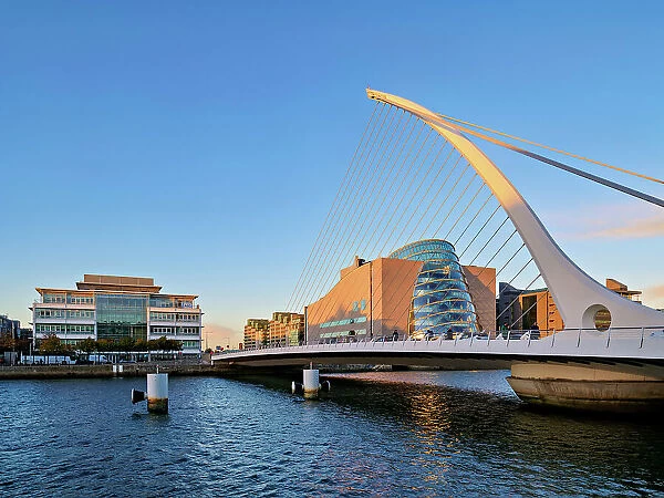Samuel Beckett Bridge and The Convention Centre at sunset, Dublin, Ireland