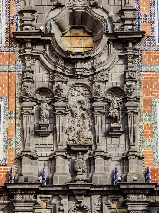 Framed Print : San Francisco Church, detailed view, City of Puebla, Puebla State, Mexico