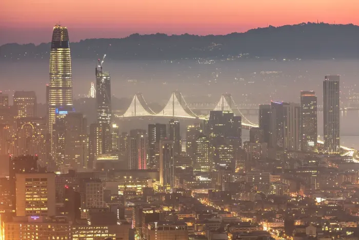Framed Print : San Francisco from Twin Peaks at dawn, San Francisco, Califormia, USA