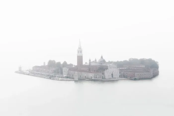 Framed Print : San Giorgio Maggiore island emerging from dense fog, Venice, Veneto, Italy Framed Print : San Giorgio Maggiore island emerging from dense fog, Venice, Veneto, Italy
