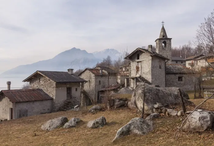 Framed Print : San Giorgio, Tracciolino trail, Codera valley, Sondrio province, Lombardy, Italy, Europe