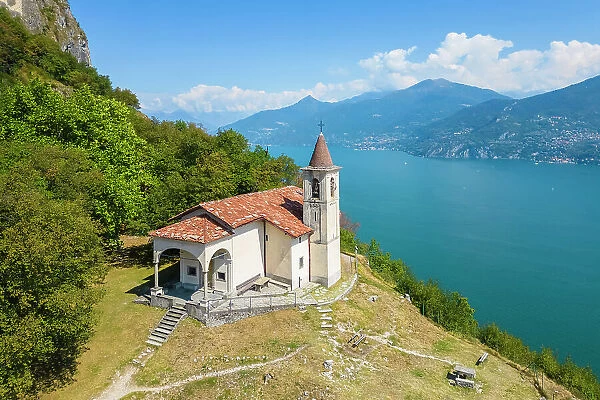 San Martino church in Griante overlooking Lake Como. Griante, Como district, Lombardy, Italy