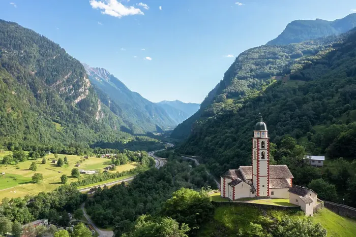 Framed Print : San martino church of Soazza dominating the road to San Bernardino pass. Graubunden, Moesa district, Switzerland Framed Print : San martino church of Soazza dominating the road to San Bernardino pass. Graubunden, Moesa district, Switzerland
