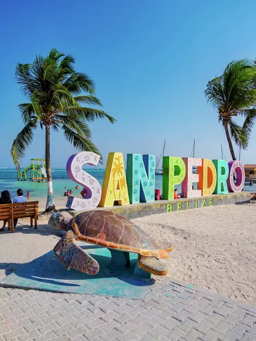 Framed Print : San Pedro Sign, Central Park, San Pedro Town, Ambergris Caye, Belize District, Belize