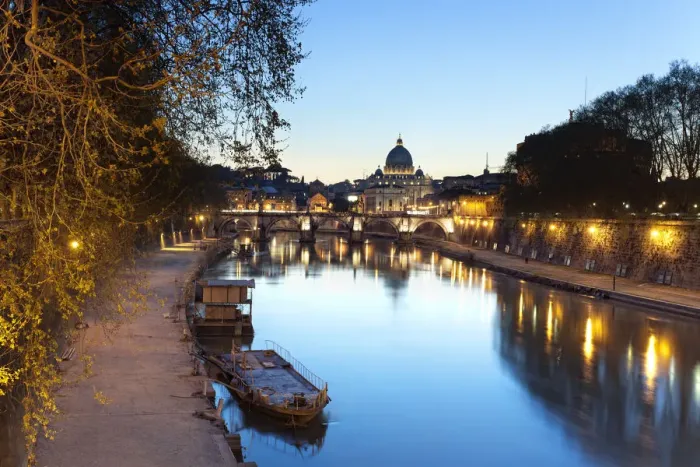 Framed Print : San Peters Basilica and Tiber River, Lazio, Italy