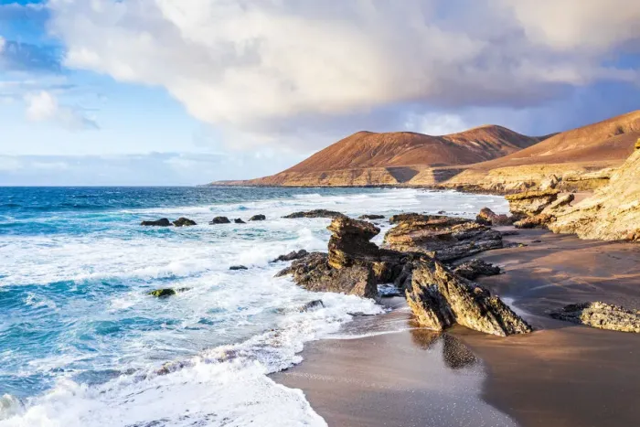 Framed Print : Sand beach Playa de la Solapa at sunset, Atlantic Ocean, Pajara, Fuerteventura Framed Print : Sand beach Playa de la Solapa at sunset, Atlantic Ocean, Pajara, Fuerteventura