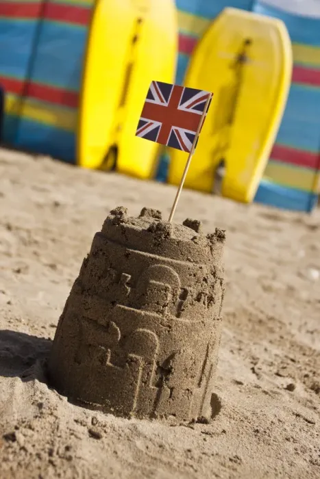 Framed Print : Sand castle on Polzeath beach, Cornwall, England Framed Print : Sand castle on Polzeath beach, Cornwall, England