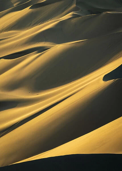 Detail of sand dunes in desert at Huacachina at sunset, Ica Region, Peru