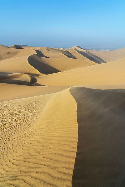Sand dunes in desert near Huacachina oasis, Ica District, Ica Province, Ica Region, Peru