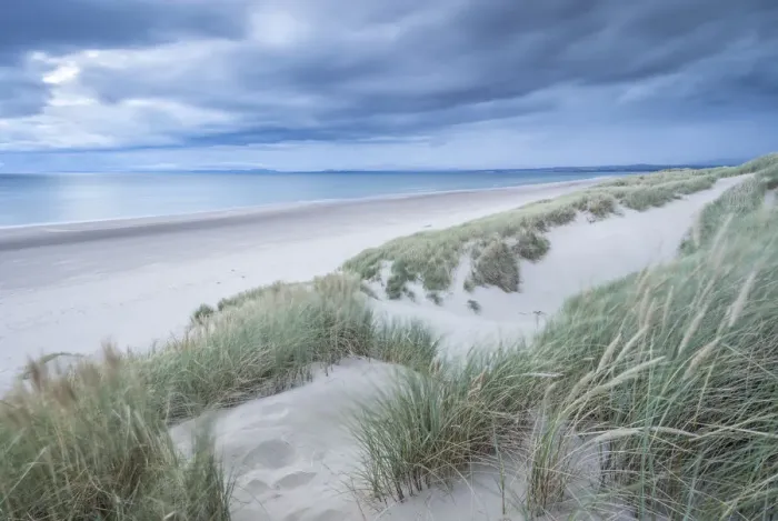 Framed Print : Sand Dunes above Harlech Beach, Snowdonia National Park, Gwynedd, Wales