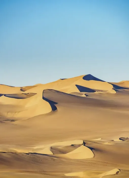 Framed Print : Sand Dunes of Ica Desert near Huacachina, sunrise, Ica Region, Peru