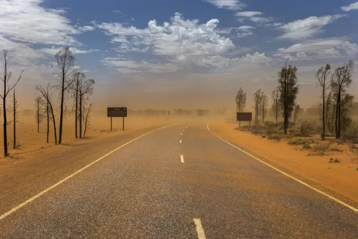 Framed Print : Sand storm on road to Uluru, Uluru Kata Tjuta National Park, Northern Territory