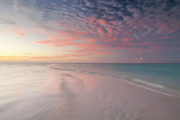 Sandbank at sunset on a tropical island, North Ari Atoll, the Maldives