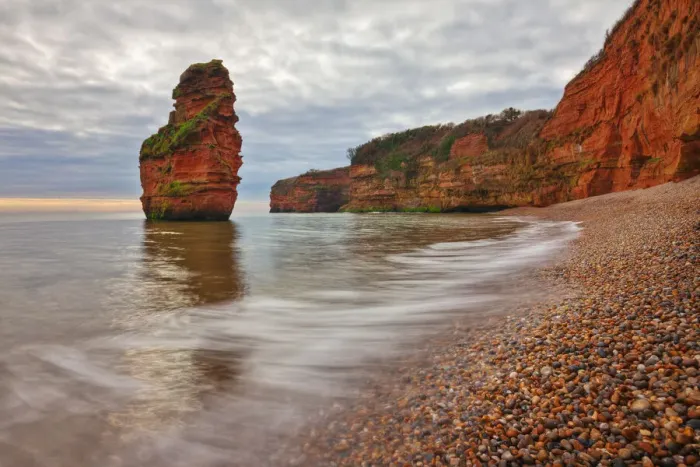 Framed Print : Sandstone cliffs at Ladram BayDevon, England Framed Print : Sandstone cliffs at Ladram BayDevon, England