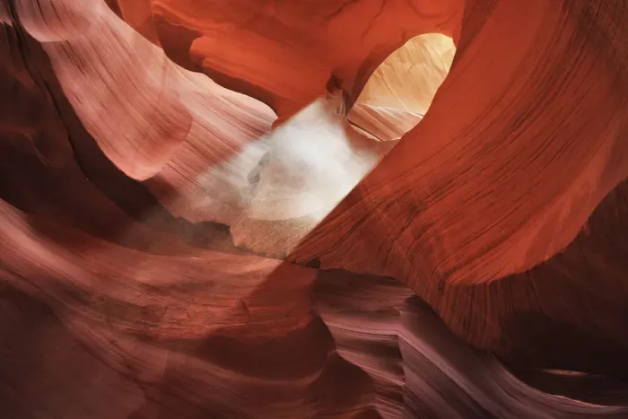 Framed Print : Sandstone erosion landscape with sunbeam in Lower Antelope Canyon - USA, Arizona Framed Print : Sandstone erosion landscape with sunbeam in Lower Antelope Canyon - USA, Arizona