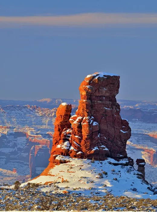 Framed Print : Sandstone pinnacles ina winter landscape, Arches National Park, Utah, USA
