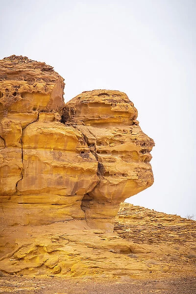 Sandstone rock formation, Hegra (Mada'in Salih / Al-Hijr) archaeological site (UNESCO World Heritage Site), Al-Ula, Medina Province, Saudi Arabia