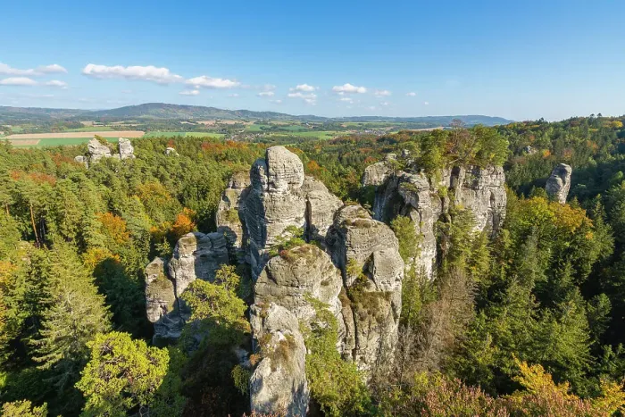 Framed Print : Sandstone rock formations seen from Vyhlidka u Lvicka (Lion's view) viewpoint, Hruba Skala, Bohemian Paradise Protected Landscape Area, Karlovice, Semily District, Liberec Region, Bohemia, Czech Republic Framed Print : Sandstone rock formations seen from Vyhlidka u Lvicka (Lion's view) viewpoint, Hruba Skala, Bohemian Paradise Protected Landscape Area, Karlovice, Semily District, Liberec Region, Bohemia, Czech Republic