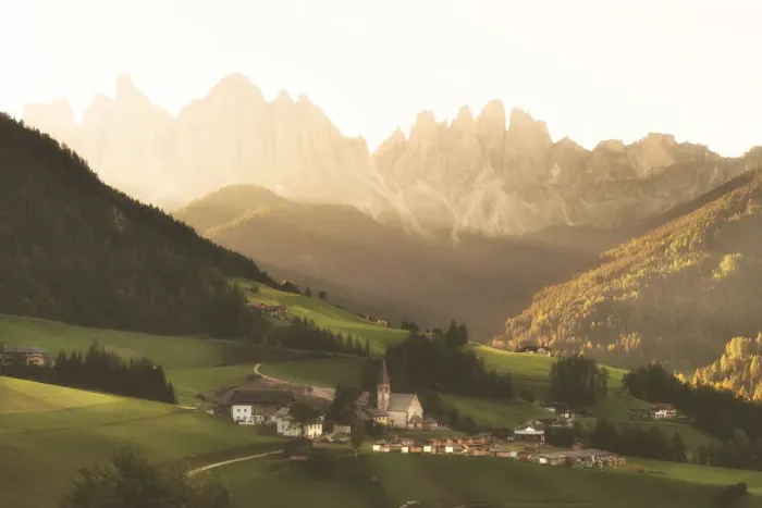 Framed Print : Sankt Magdalena at Sunrise in Funes valley, Odle Natural park in Trentino Alto Adige Framed Print : Sankt Magdalena at Sunrise in Funes valley, Odle Natural park in Trentino Alto Adige