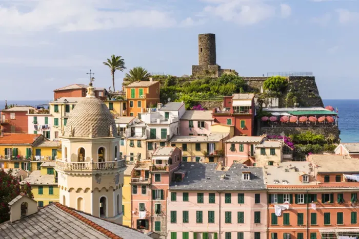 Framed Print : Santa Margherita di Antiochia church and rooftops of Vernnazza Framed Print : Santa Margherita di Antiochia church and rooftops of Vernnazza