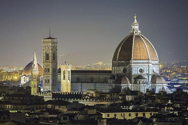 Santa Maria del Fiore cathedral at night. Florence, Tuscany, Italy