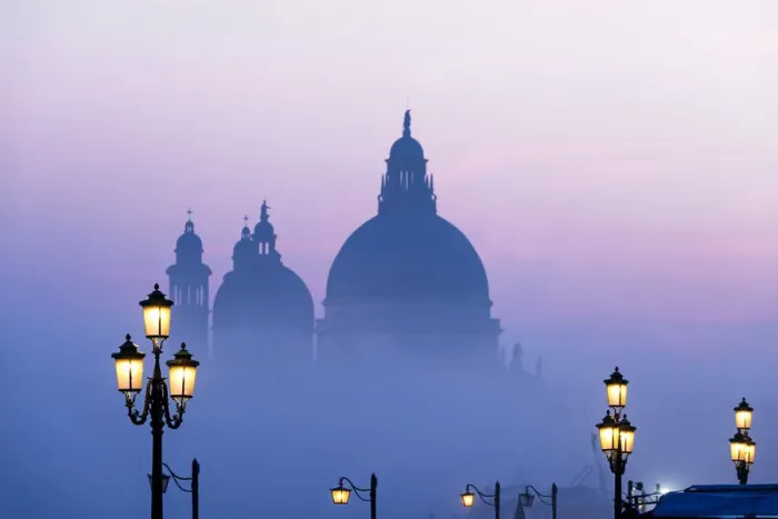 Framed Print : Santa Maria della Salute church in the mist; Venice, Veneto, Italy