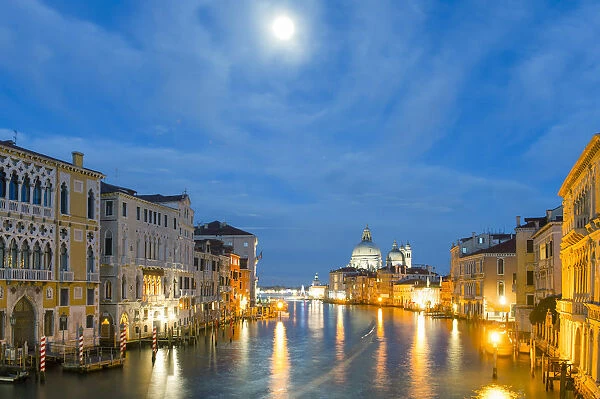 Santa Maria della Salute and fool moon. Venice, Veneto, Italy