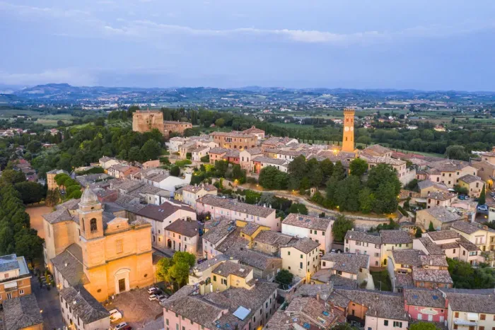 Framed Print : Santarcangelo di Romagna, Rimini, Emilia Romagna, Italy. Aerial View Framed Print : Santarcangelo di Romagna, Rimini, Emilia Romagna, Italy. Aerial View