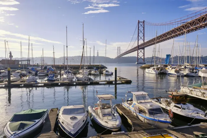 Framed Print : Santo Amaro marina, a cool place in Lisbon. with restaurants, bars, marina. Portugal Framed Print : Santo Amaro marina, a cool place in Lisbon. with restaurants, bars, marina. Portugal