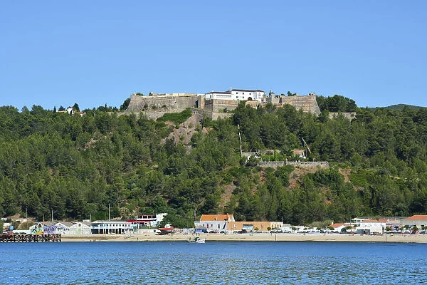 The Sao Filipe fortress view from the Sado river, and the Arrabida Natural Park. Setubal