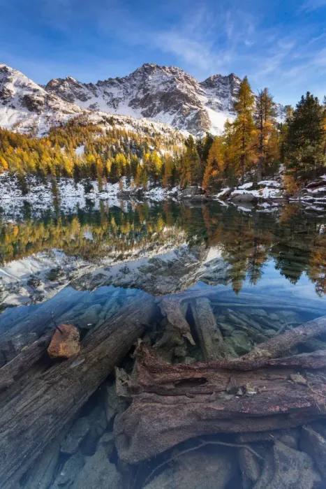Framed Print : Saoseo lake in autumn, Poschiavo valley, Switzerland Framed Print : Saoseo lake in autumn, Poschiavo valley, Switzerland