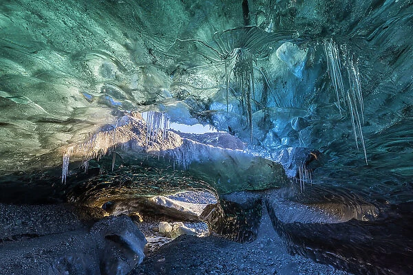 Sapphire ice cave of Breidamerkurjokull, Austurland, Iceland