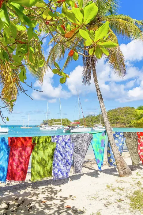 Framed Print : Sarongs for sale on Salt Whistle bay Beach, Mayreau Island in the Tobago Cays in the Grenadines Islands, Saint Vincent and the Grenadines, Caribbean Framed Print : Sarongs for sale on Salt Whistle bay Beach, Mayreau Island in the Tobago Cays in the Grenadines Islands, Saint Vincent and the Grenadines, Caribbean