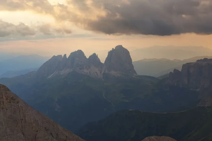 Framed Print : Sassolungo group from Punta Penia at sunset, Marmolada group, Dolomites, Canazei Framed Print : Sassolungo group from Punta Penia at sunset, Marmolada group, Dolomites, Canazei