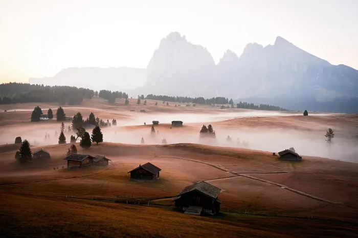 Framed Print : Sassolungo and Sassopiatto mountains and autumn meadows in autumn, Seiser Alm, Dolomites, South Tyrol, Italy Framed Print : Sassolungo and Sassopiatto mountains and autumn meadows in autumn, Seiser Alm, Dolomites, South Tyrol, Italy