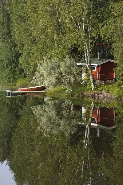Sauna & Lake Reflections, Lapland, Finland