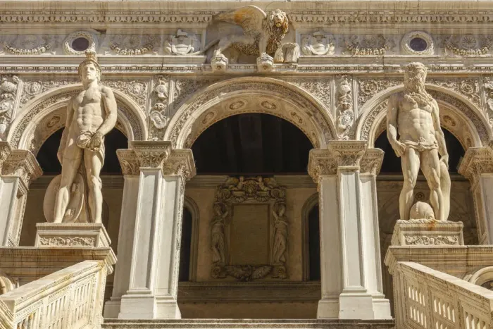 Framed Print : Scala dei Giganti, Sculpture Mars and Neptune in the courtyard of the Doges Palace Framed Print : Scala dei Giganti, Sculpture Mars and Neptune in the courtyard of the Doges Palace