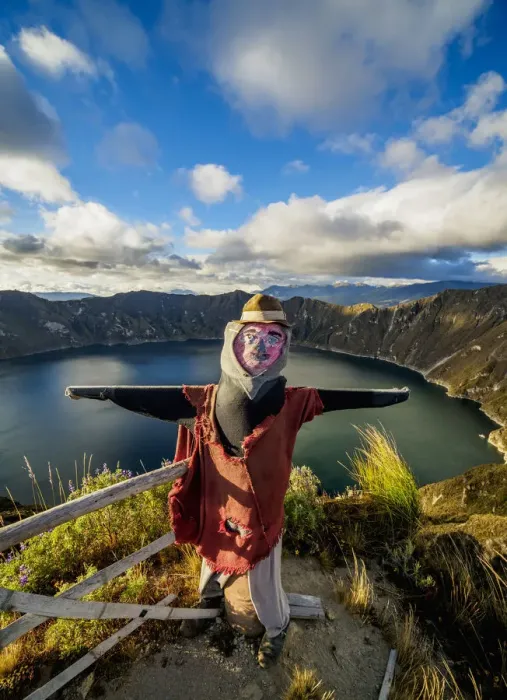 Framed Print : Scarecrow at the view point by the Lake Quilotoa, Cotopaxi Province, Ecuador Framed Print : Scarecrow at the view point by the Lake Quilotoa, Cotopaxi Province, Ecuador