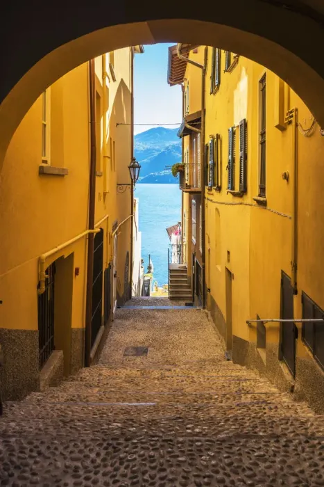 Framed Print : Scenic alley in Varenna, Lake Como, Lombardy, Italy Framed Print : Scenic alley in Varenna, Lake Como, Lombardy, Italy