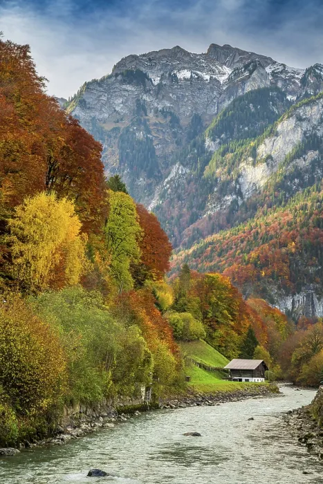 Framed Print : Scenic autumn landscape, Wilderswil, Berner Oberland, Switzerland Framed Print : Scenic autumn landscape, Wilderswil, Berner Oberland, Switzerland