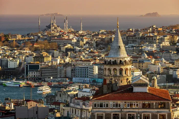 Framed Print : Scenic city skyline at sunset, Istanbul, Turkey Framed Print : Scenic city skyline at sunset, Istanbul, Turkey