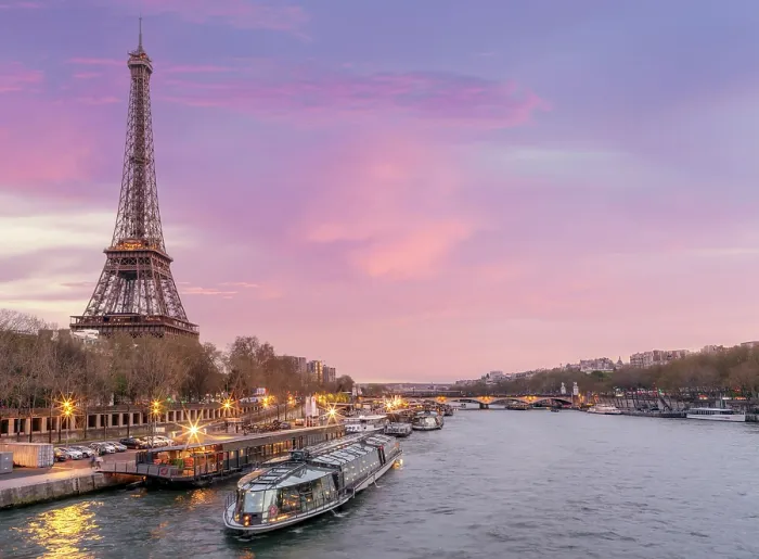 Framed Print : Scenic Eiffel Tower and the Seine River in Spring, Paris, France Framed Print : Scenic Eiffel Tower and the Seine River in Spring, Paris, France