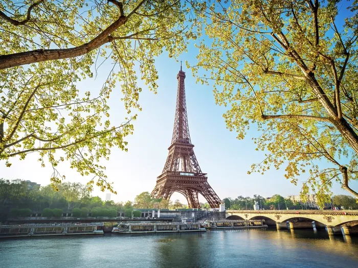 Framed Print : Scenic Eiffel Tower and the Seine River in Spring, Paris, France Framed Print : Scenic Eiffel Tower and the Seine River in Spring, Paris, France