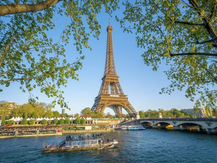 Framed Print : Scenic Eiffel Tower and the Seine River in Spring, Paris, France Framed Print : Scenic Eiffel Tower and the Seine River in Spring, Paris, France