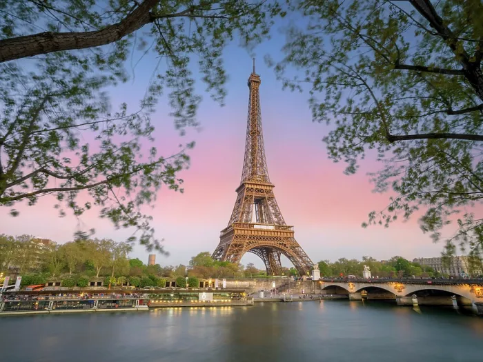 Framed Print : Scenic Eiffel Tower and the Seine River in Spring, Paris, France Framed Print : Scenic Eiffel Tower and the Seine River in Spring, Paris, France