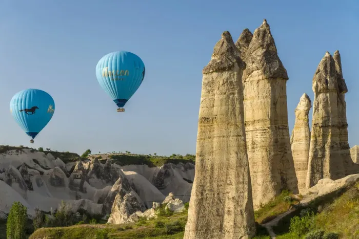 Framed Print : Scenic fairy chimneys landscape with hot air balloons, Goreme, Cappadocia, Turkey Framed Print : Scenic fairy chimneys landscape with hot air balloons, Goreme, Cappadocia, Turkey