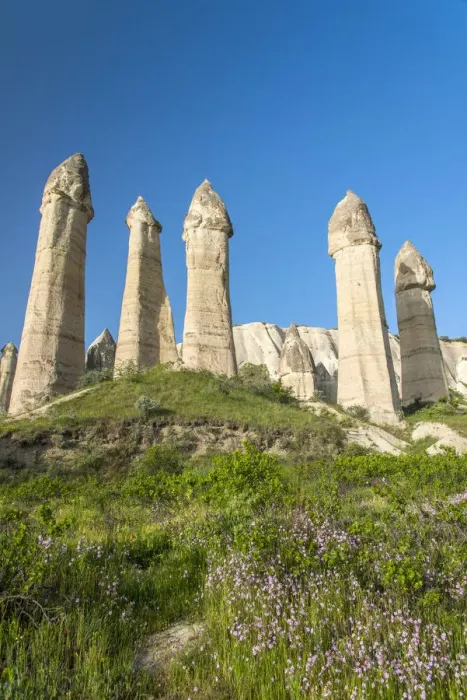 Framed Print : Scenic fairy chimneys landscape in springtime, Goreme, Cappadocia, Turkey Framed Print : Scenic fairy chimneys landscape in springtime, Goreme, Cappadocia, Turkey