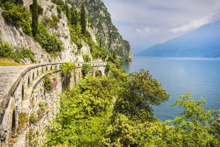 Framed Print : Scenic road SS45 on the west coast of Garda Lake near Tremosine. Brescia Province Framed Print : Scenic road SS45 on the west coast of Garda Lake near Tremosine. Brescia Province