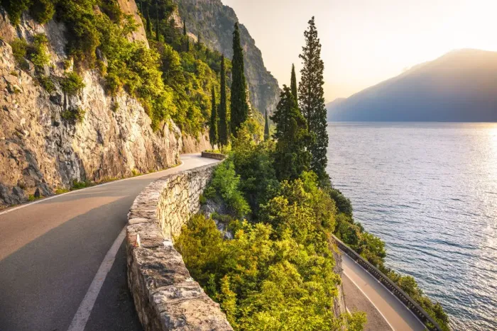 Framed Print : Scenic SS45 road on the west side of Garda Lake. Brescia district, Lombardia, Italy