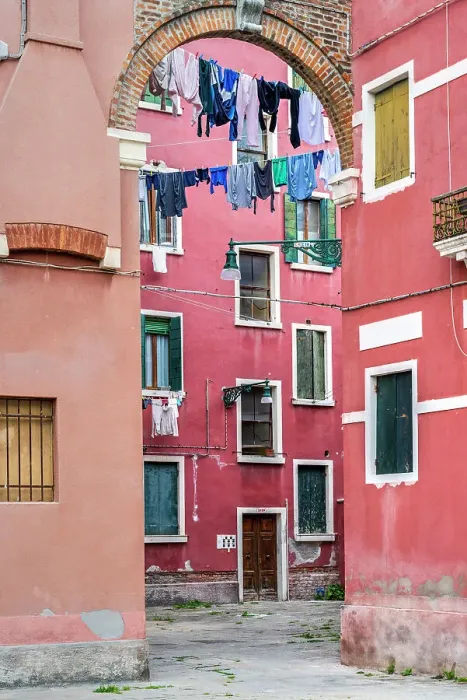 Framed Print : Scenic street corner of Santa Marta district, Venice, Veneto, Italy Framed Print : Scenic street corner of Santa Marta district, Venice, Veneto, Italy